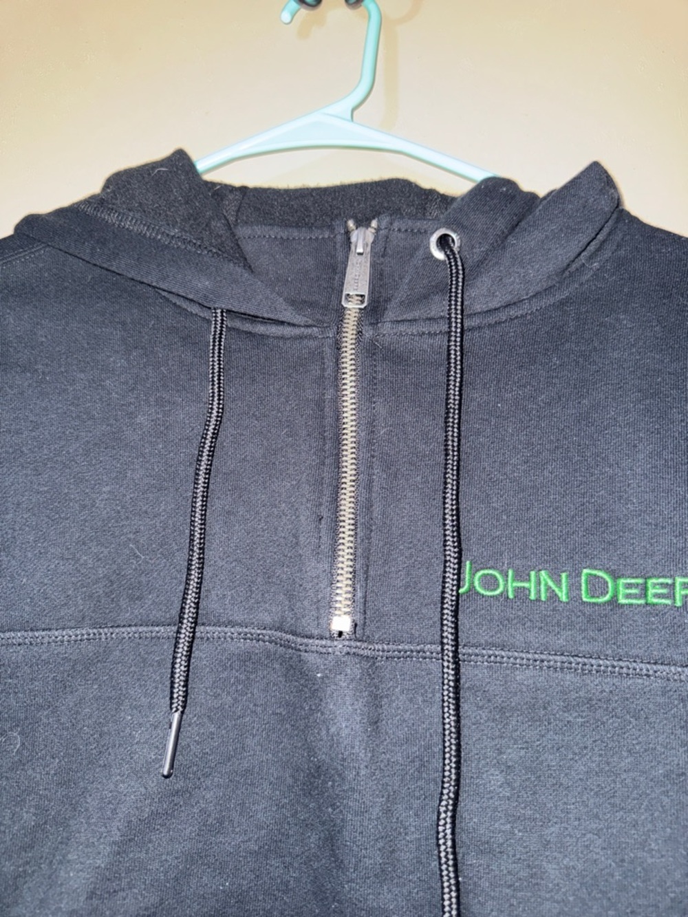 John Deere Black Zip-Up Hooded Sweatshirt with Green Logo - Picture 10 of 10